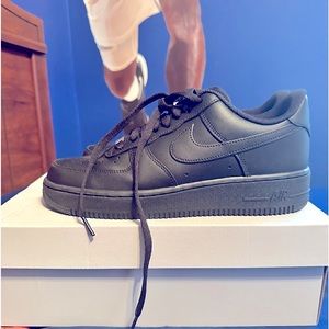 All black Air Force 1s, worn once!